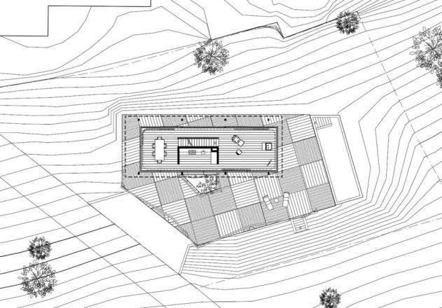 HHF Architekten Haus über der Landschaft Grundriss Erdgeschoss