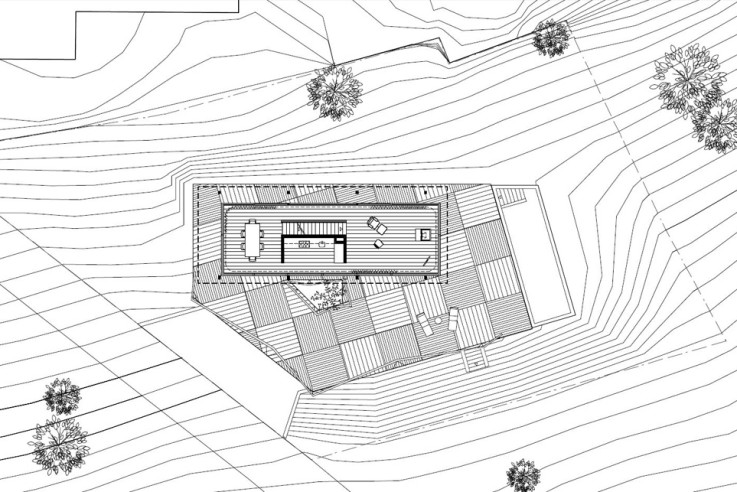 HHF Architekten Haus über der Landschaft Grundriss Erdgeschoss