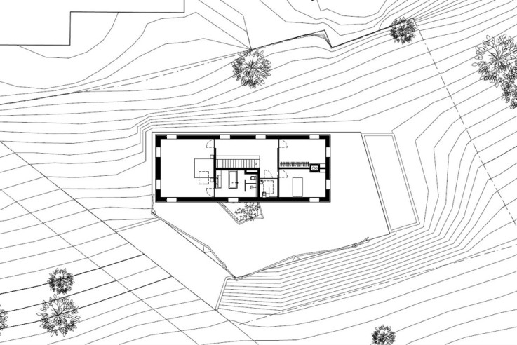 HHF Architekten Haus über der Landschaft Grundriss Obergeschoss