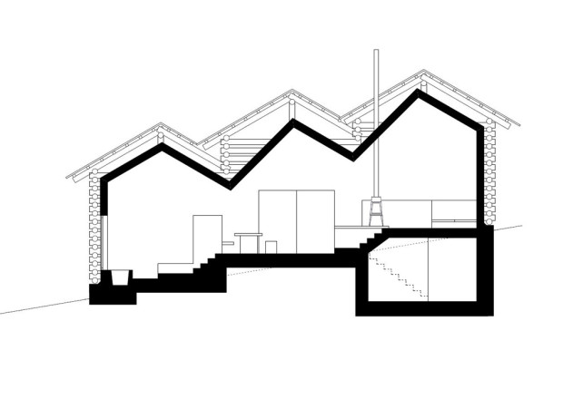 Meck Architekten Heustadlsuite Grundriss Laengsschnitt