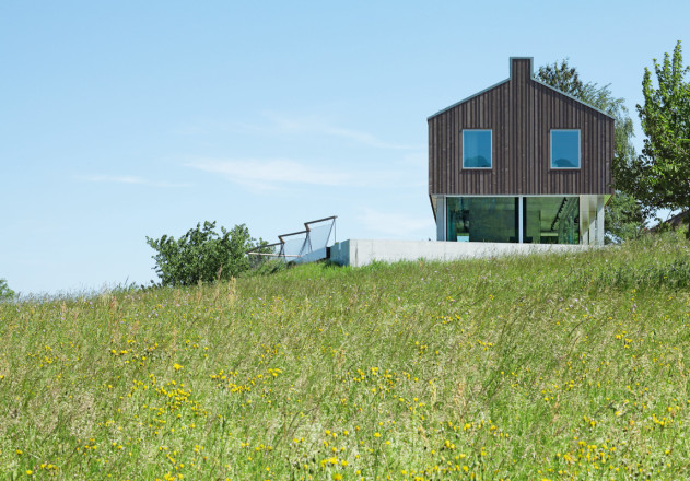 Passepartout als Holzterasse um das zeitlose Einfamilienhaus