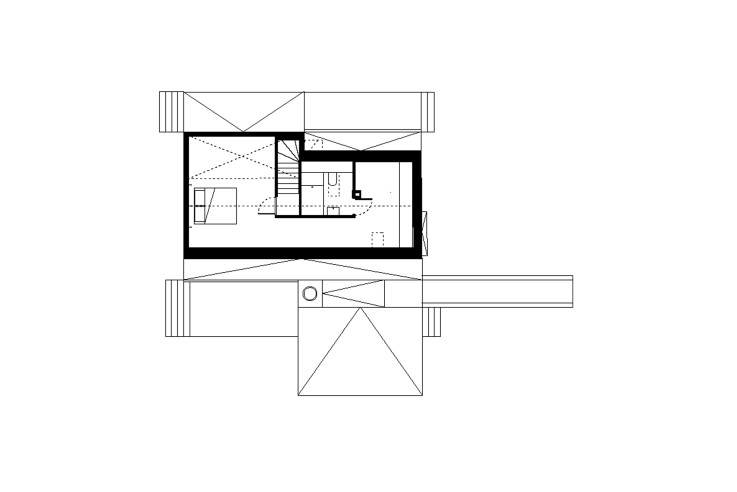 Bel kleines Haus in blau Grundriss Dachgeschoss