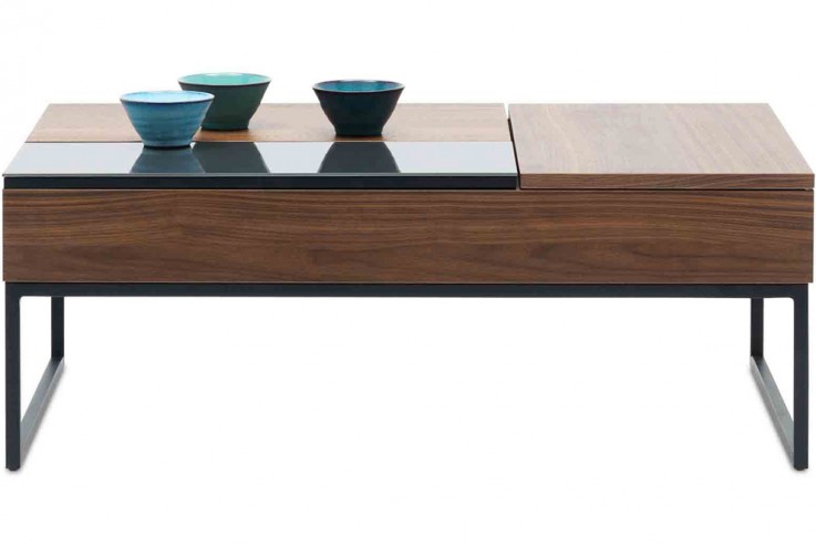 Bo Concept Couchtisch Chiva dunkles Holz schwarzer Lack