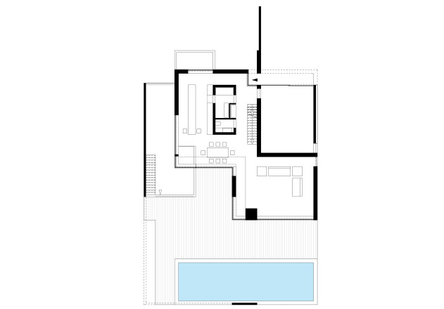 Titus Bernhard Architekten Wohnhaus am Starnberger See Grundriss Erdgeschoss mit Pool
