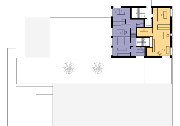 Gohm Hiessberger Architekten Familienwohnhaus Grundriss  zweites Obergeschoss