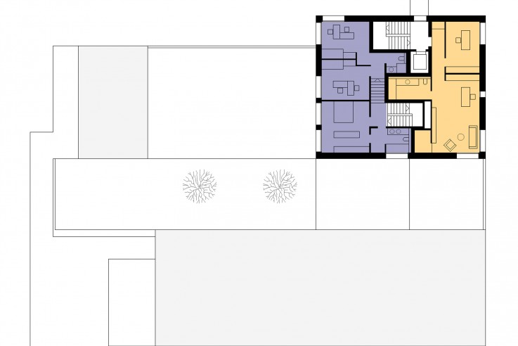 Gohm Hiessberger Architekten Familienwohnhaus Grundriss  zweites Obergeschoss