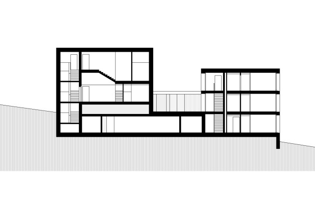 Gohm Hiessberger Architekten Familienwohnhaus Grundriss Schnitt