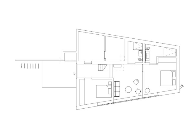 Hurst Song Architekten Betonhaus in den Bergen Grundriss Untergeschoss