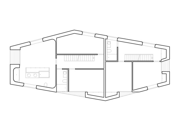 Clavienrossier Architectes Urhuette und Villa Grundriss Obergeschoss