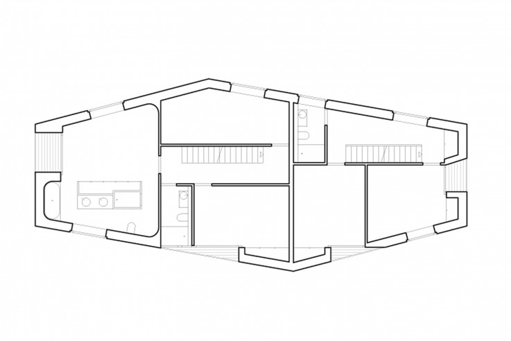 Clavienrossier Architectes Urhuette und Villa Grundriss Obergeschoss