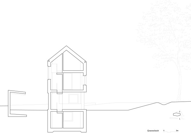 Clavienrossier Architectes Urhuette und Villa Schnitt
