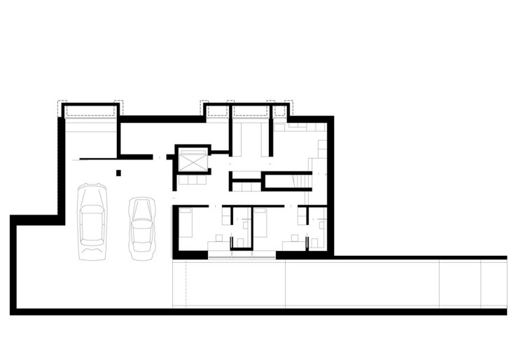Beer Architektur Staedtebau wie ein Felsen im Garten Grundriss Untergeschoss