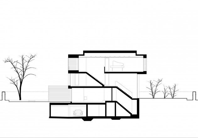 Beer Architektur Staedtebau wie ein Felsen im Garten Laengsschnitt