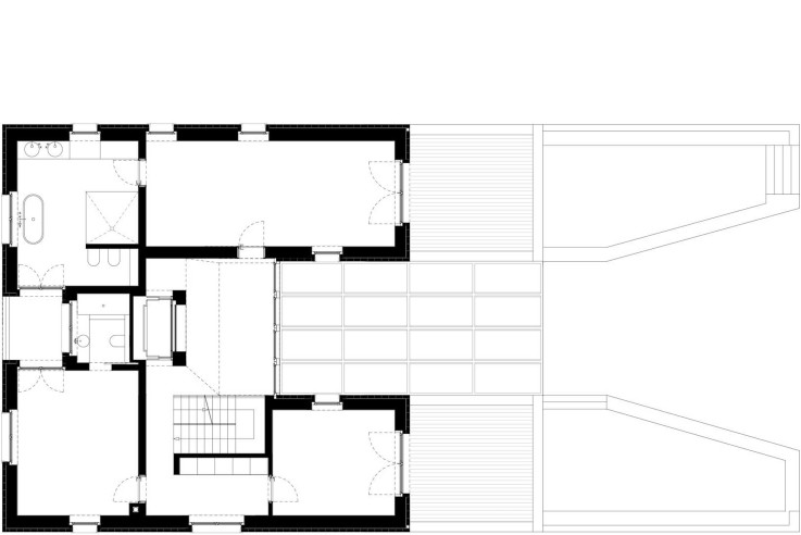 Tillmann Wagner Architekten Mehrgenerationen-Villa am See Grundriss erstes Obergeschoss