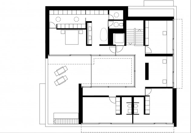 Wild Baer Heule Verzahnung mit dem Aussenraum Grundriss Obergeschoss