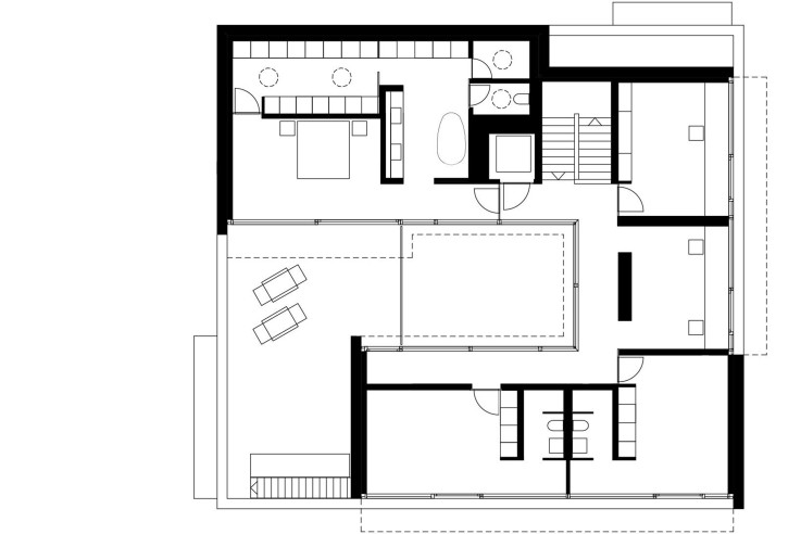 Wild Baer Heule Verzahnung mit dem Aussenraum Grundriss Obergeschoss