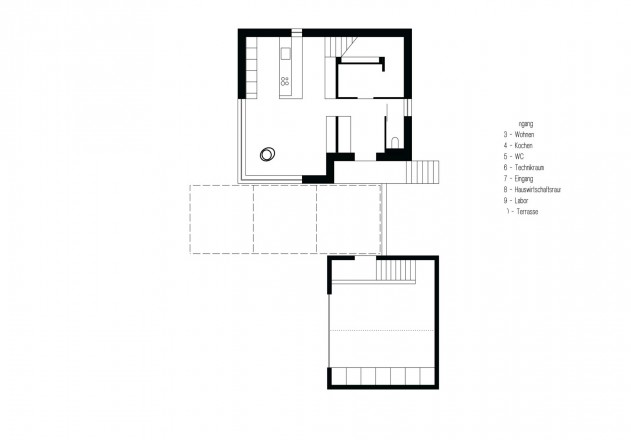 LP Architektur Einfamilienhaus mit Nebengebäude Grundriss Erdgeschoss
