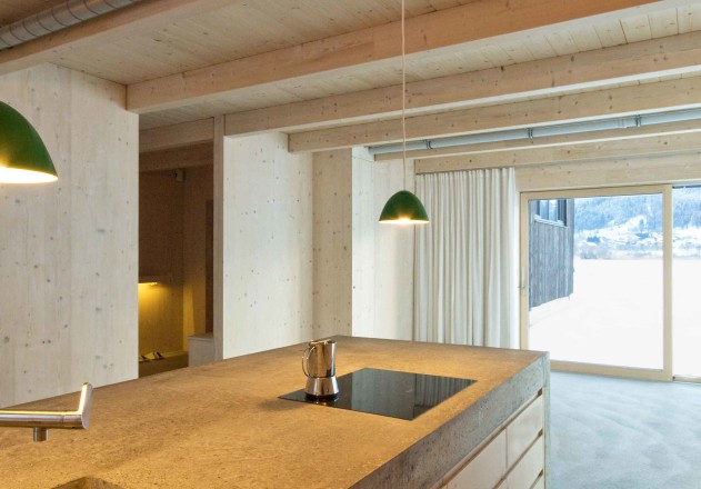 LP Architektur Einfamilienhaus mit Nebengebäude Küche Wohnbereich