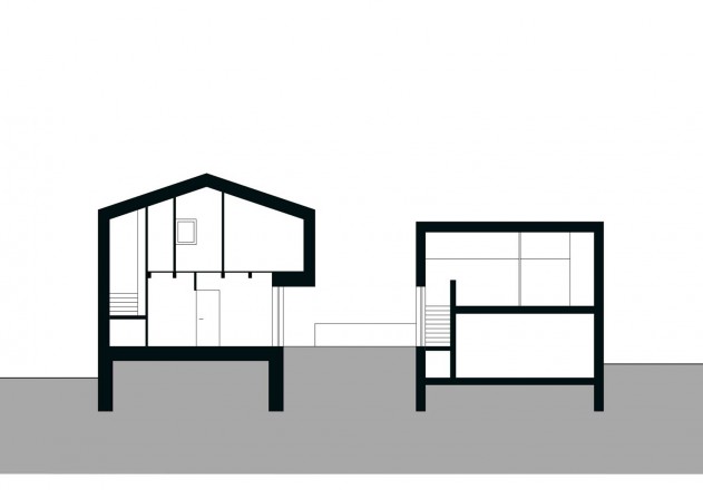LP Architektur Einfamilienhaus mit Nebengebäude Schnitt