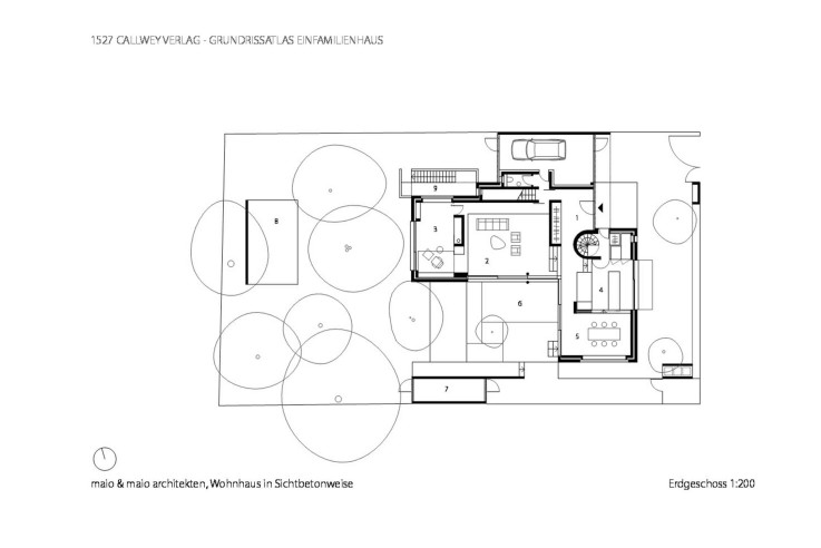Maio Maio Architekten Betonskulptur nach Mass Grundriss Erdgeschoss