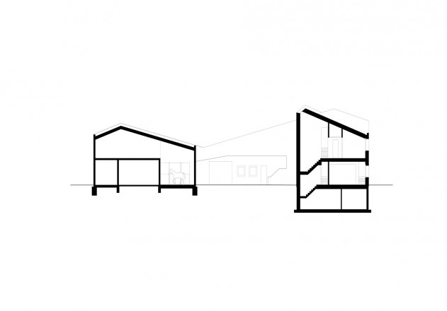 Schneider Schneider Architekten wohnen mit Pferden Längsschnitt