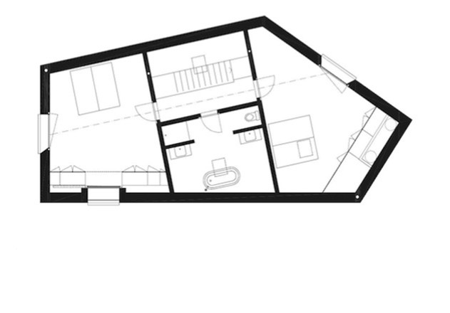 atelier-f fünfeckiger Monolith Grundriss OG