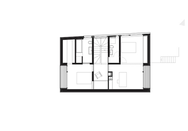 Albertin Partner Architekten Einfamilienhaus Holzelementbauweise Grundriss DG