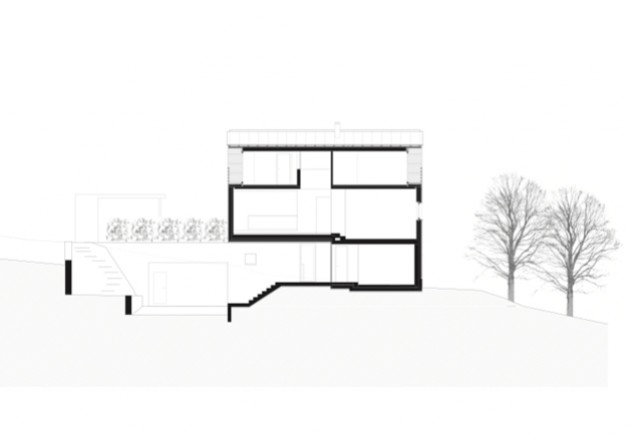 Albertin Partner Architekten Einfamilienhaus Holzelementbauweise Schnitt