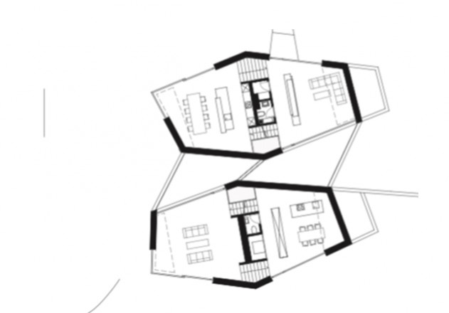 L3P Architekten zwei Minergiehäuser Grundriss EG