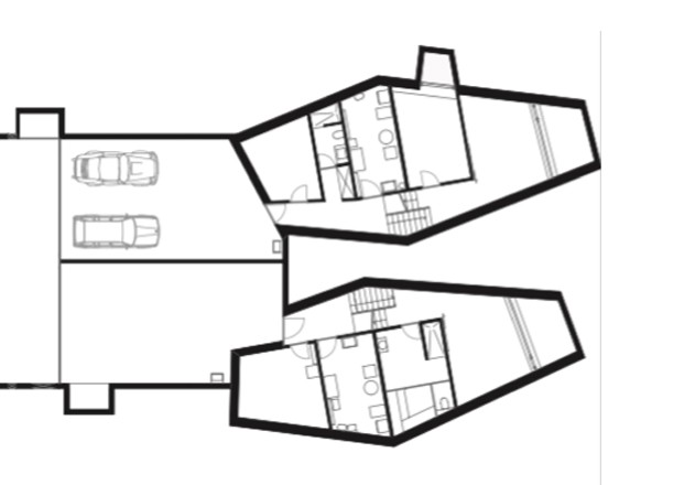 L3P Architekten zwei Minergiehäuser Grundriss UG