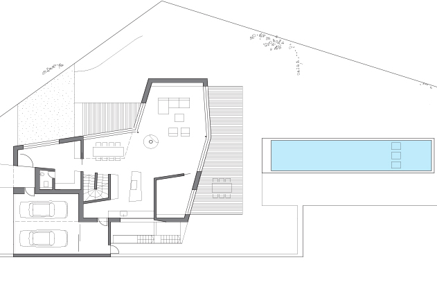 Lynx Architecture Einfamilienhaus gestockter Beton Grundriss EG