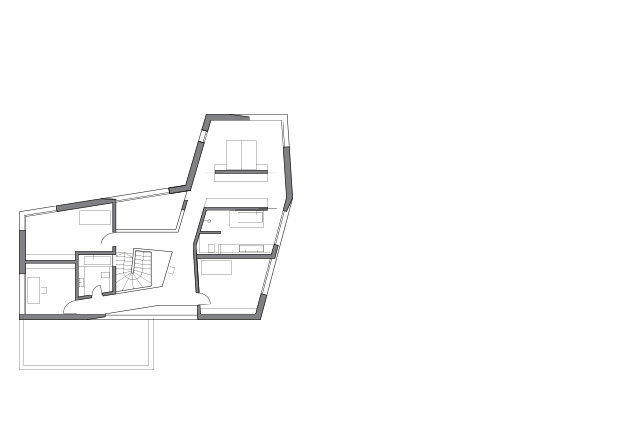 Lynx Architecture Einfamilienhaus gestockter Beton Grundriss OG