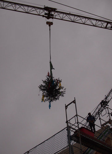 Bautagebuch Architekturkolumne Richtfest Kran